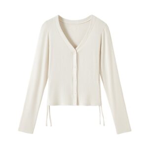 Áo thun dài tay Cardigan 5071TX Màu kem